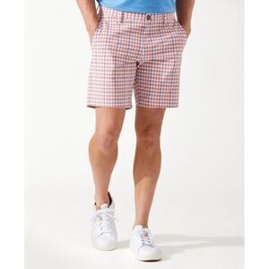 Tommy Bahama Top Deck Check Shorts Coral Haze Flat Front Stretch Flat Front 42